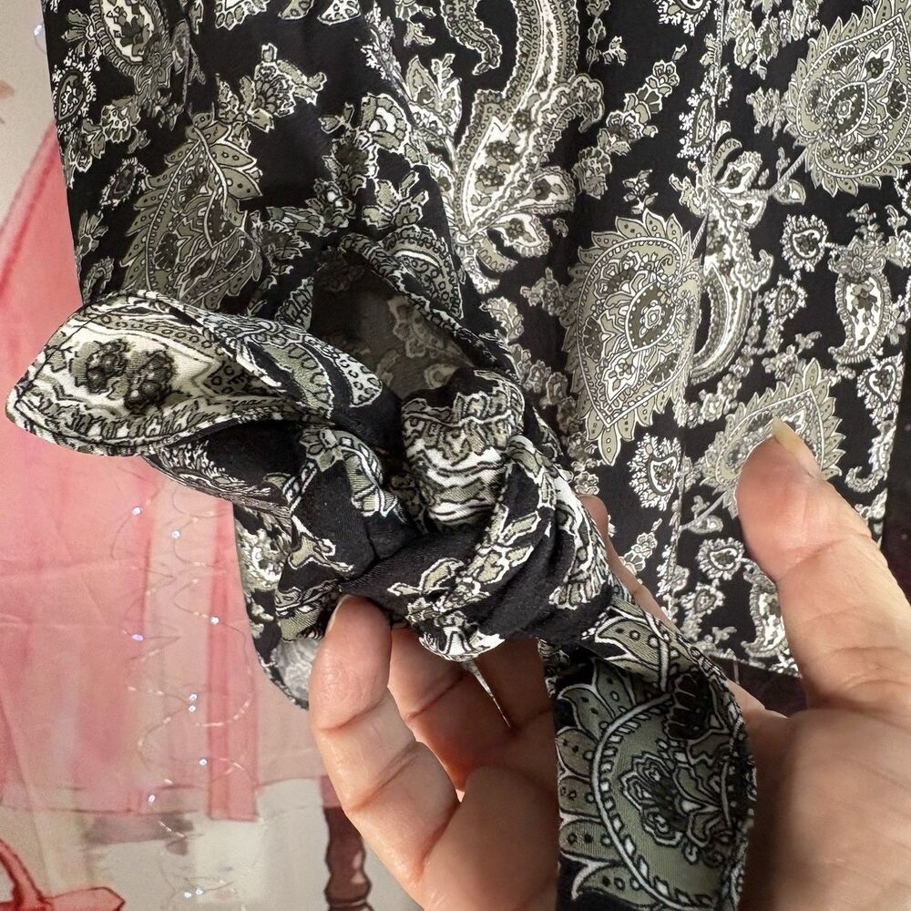 New Michael Kors Blouse  ABSTRACT ARTISIAN GRAPHITE TAILORED FIT SZ L - Picture 4 of 16